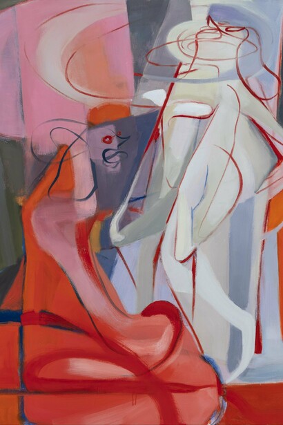 Jamie Gray Williams, The Godhead Fires (Pygmalion) (detail), 2024, Acrylic and oil on canvas, 60 x 50 in. Courtesy of the artist and JDJ