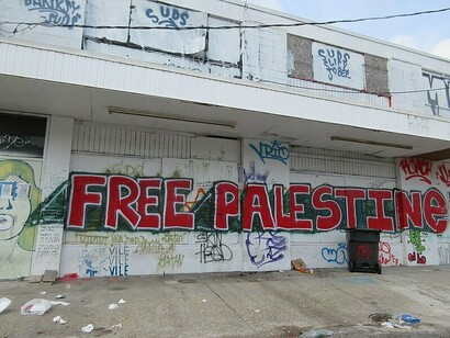 Free Palestine' graffiti in New Orleans, USA, May 2024
