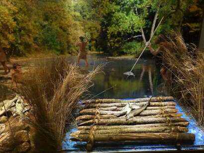 Diorama che mostra la vita al tempo dei cacciatori-raccoglitori, Museo Archeologico di Gaziantep, Turchia
