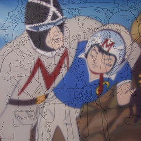 Taha Heydari, Friends, Acrylic on canvas, 35. 4 x 45.2 inches, 2014