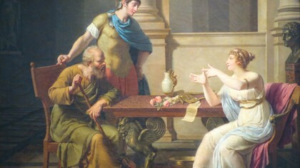 «El debate entre Sócrates y Aspasia», Nicolas-André Monsiau (1754-1837)
