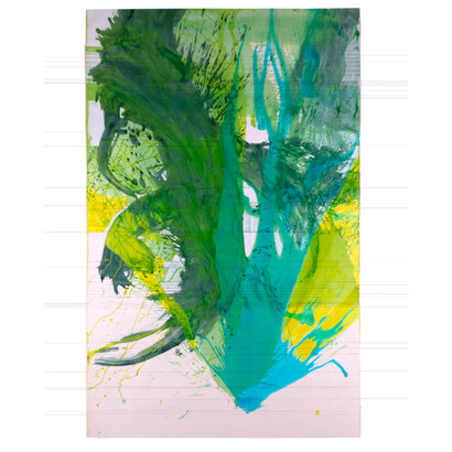 Megan Dyer - 2020 4 Years, Ocean I Rain (Dolores O’Riordan) Ocean I danger, influence, destruction Rain I melancholy, pervasiveness, communication, pigmented water and graphite on paper, graphite lines continuing onto the wall, 45x62 inches. Courtesy of SLAG & RX and the artist