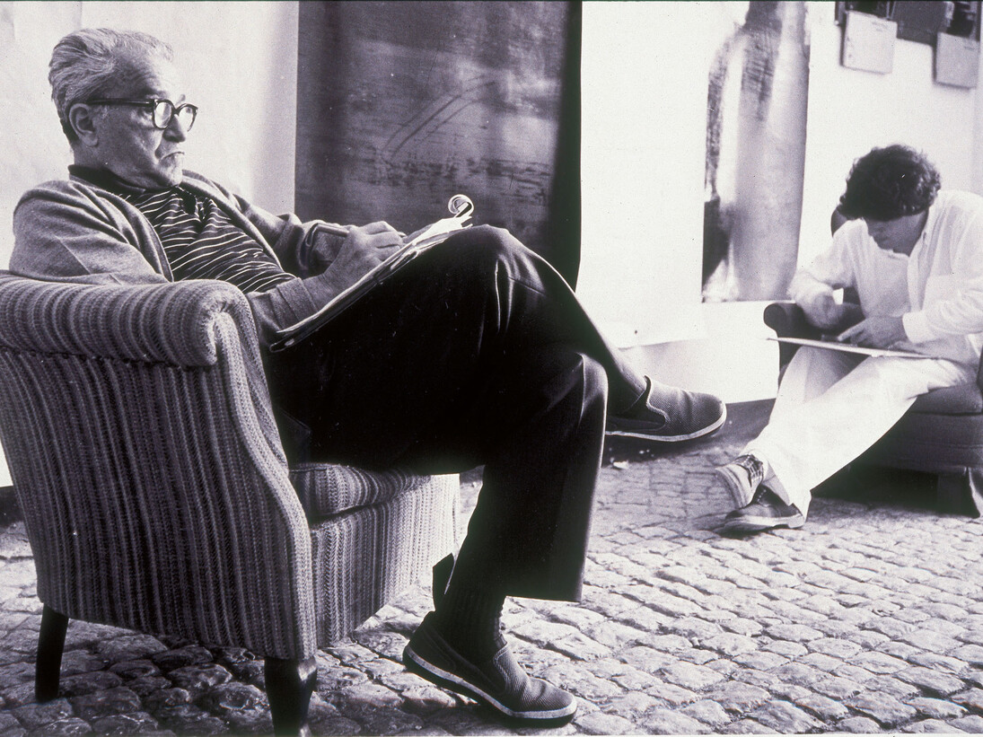 Alberto Olivetti e Pietro Ingrao,
Lenola (Latina), 1984,
Foto: Sergio Castellano


