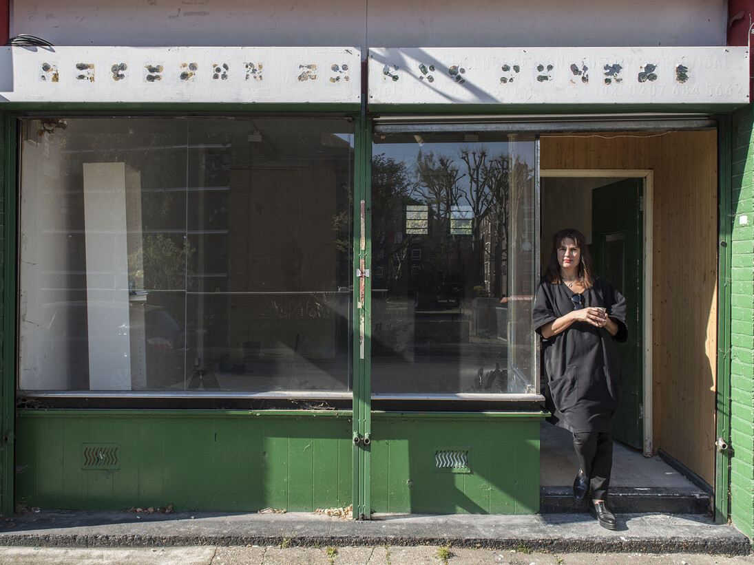 Artist, Rut Blees Luxemburg, outside her Shoreditch studio, (currently under renovation)
© Museum of London