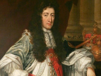 John Ferrour, Re Guglielmo III, 1690 circa, dettaglio. Guildhall, King's Lynn and West Norfolk, United Kingdom