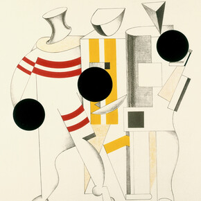 El Lissitzky, Sportsmen from The Three-Dimensional Design of the Electro-Mechanical Show 'Victory over the Sun', 1923, lithograph on paper. Van Abbemuseum, Eindhoven.
