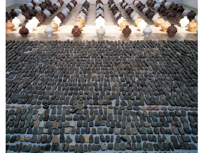 Still Life, 1993 (2002), Installation. 3600 stone tools dating from the late Stone Age to Shang Dynasty (10,000 – 1,100 BC), Photograph courtesy Ai Weiwei
