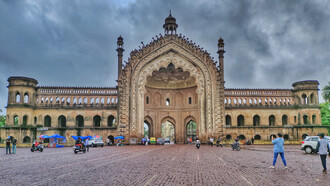 The "Turkish Gate" popularly known by the name "Rumi Darwaza" is a historical landmark in the city of Nawabs, Lucknow, India
