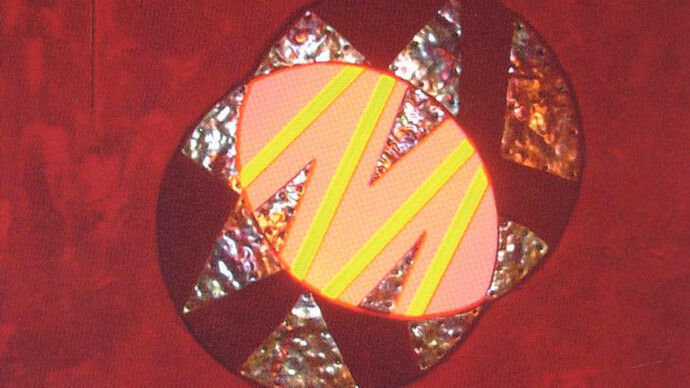 Gianpiero Castiglioni, Magia della luce, 2011, tenica mista su tavola con rame e neon, 97x77 cm (dettaglio)