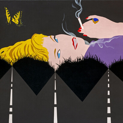 Allan D'Arcangelo. Smoke dream, 1963, olio su tela