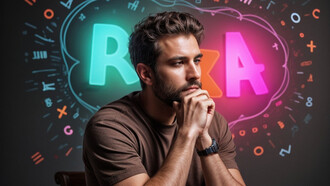 "Un uomo che pensa alle parole" così come costruito da un'intelligenza artificiale