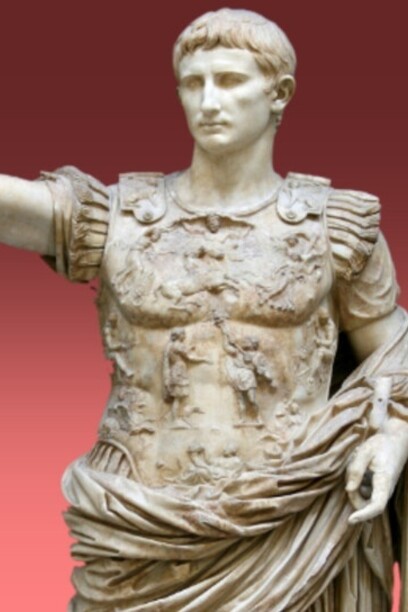 Augusto loricato o "di Prima Porta", statua dell'imperatore Augusto, ritratto in tenuta militare da parata. Sulla corazza è rappresentata la scena della consegna delle insegne legionarie di Marco Licinio Crasso da parte del re dei Parti, Fraate IV.  Musei Vaticani, Città del Vaticano