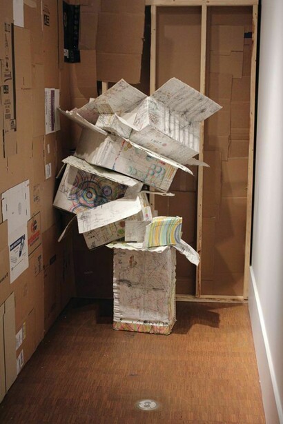Greg Smith, Boxes, 2012, Colored pencil, graphite, paper, PVA adhesive, 72 x 48 x 48 in. Courtesy: Susan Inglett Gallery, NYC.