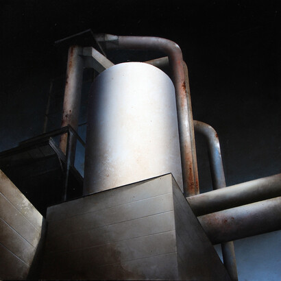 Angelo Davoli, Struttura, 2011, olio su tela, 60 x 60 cm