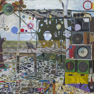 Luiz Zerbini Ilha da Maré, 2014, Acrílica sobre tela, 287 x 250 cm. Photo: Eduardo Ortega