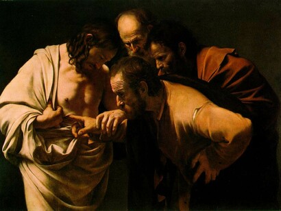 Der ungläubige Thomas, Caravaggio, um 1600, Preussische Schlösser und Gärten, Bildergalerie, Potsdam 