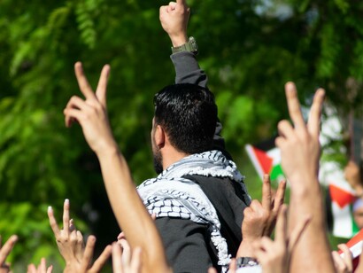 Protestors gather in support of Palestine, Tunis, Tunisia, 2021