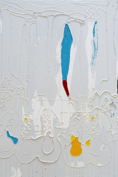 Candida Alvarez, Chill, 2011, Oil, acrylic, enamel, pencil on canvas, 84” x 72”, Courtesy of the artist.