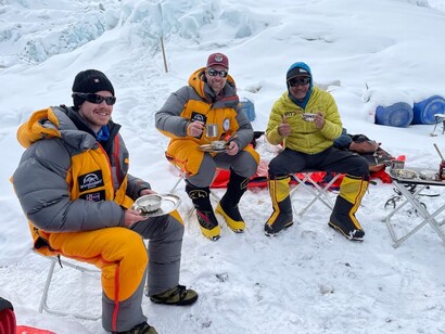 Ang Tshering Lama with a group of mountaineers from Europe. Exploring the Nepal Himalayas