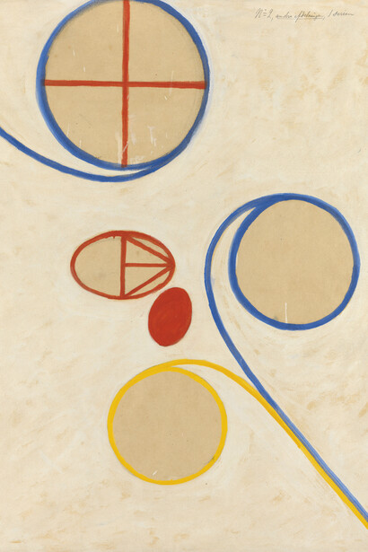 Hilma af Klint, La estrella de siete puntas, serie WUS/la estrella de siete puntas, grupo V (sjustjärnan, serie WUS/sjustjärnan, grupp V), n.º 2, 1908. Cortesía del Guggenheim Museum Bilbao