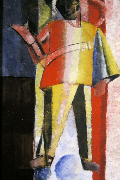 Aleksei Morgunov, Standing Figure (Aviator), oil on canvas, 1912-13, © State Museum of Contemporary Art-Costakis collection / Thessaloniki