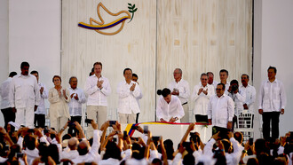 Ceremonia de firma del acuerdo final de paz entre el Gobierno de Santos y las FARC el 26 de septiembre de 2016