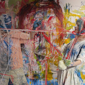 Performance and action painting by Yoshio Nakajima. Courtesy of Match Gallery © Nakajima Family Archive