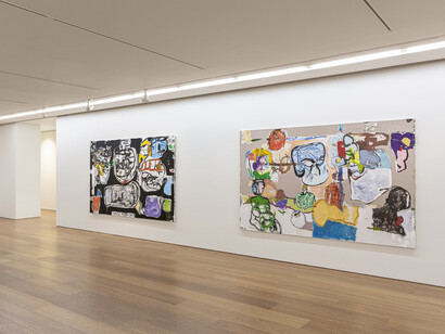 View of the exhibition “EMHK19” at Perrotin Hong Kong.
Photo: Ringo Cheung
© Eddie Martinez; Courtesy of the artist, Perrotin, and
Mitchell-Innes & Nash, New York