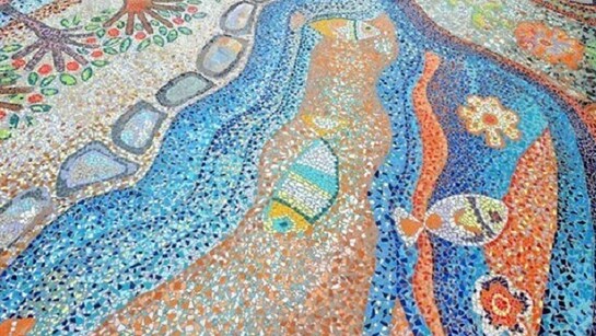 Le mosaïque de la Paroisse du Saint-Esprit. Indicatore, Arezzo, Italie.