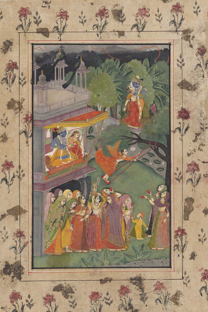 Unknown artist, Shravana, the month of rain, Folio from a Barahmasa set, c. 1770. Mit freundlicher genehmigung des Museum Rietberg