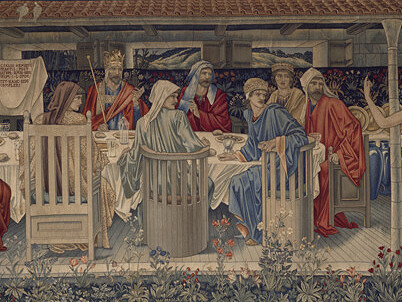 Holy Grail Tapestry – Panel 1 The Knights of the Round Table W Morris, Burne-Jones, John Henry Dearle, 1898 – 1899 © Birmingham Museums and Art Gallery