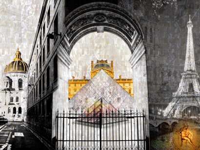 Glamour de Paris Louvre Mona Lisa Tour Eiffel PLATUX LUXURY ART on Mother of Pearl