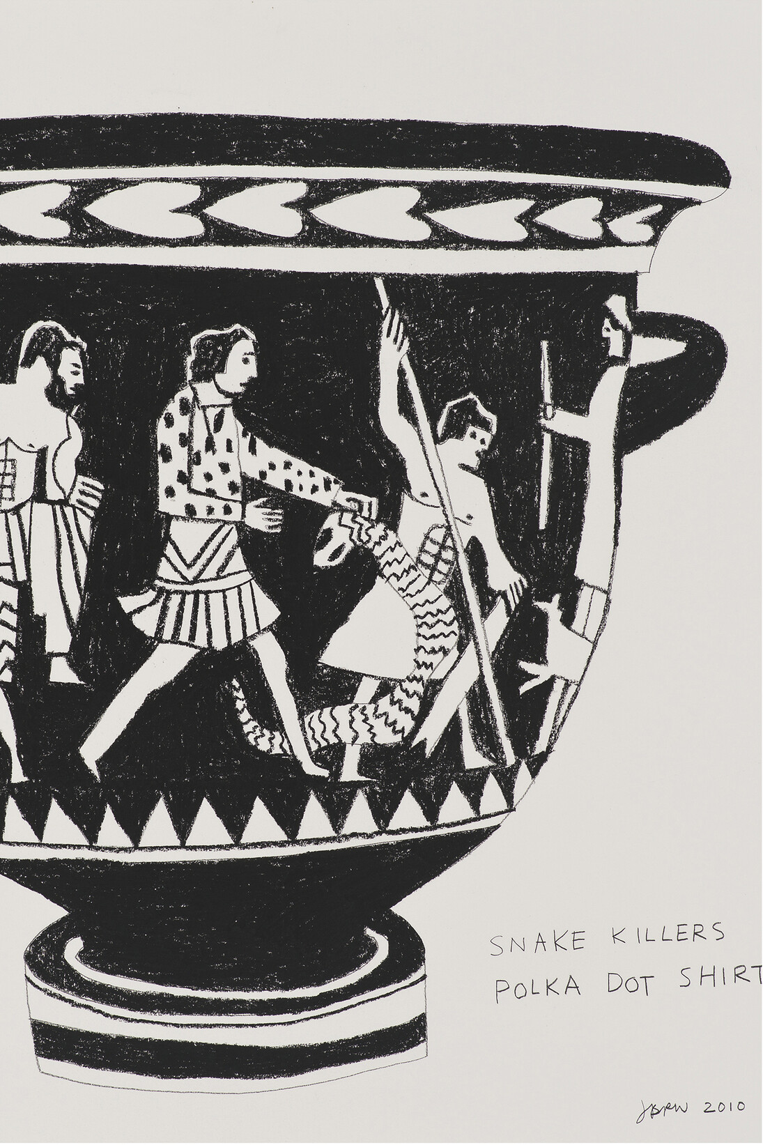 Jonas Wood, Snake Killers, 2010
Charcoal on paper, 78.7 x 76.2 cm