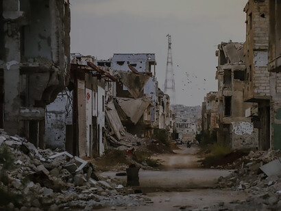 Destroyed buildings in a city, Daraa, Syria