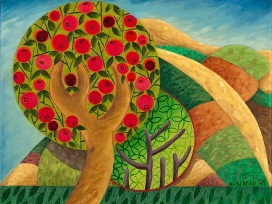 Hala Nadar, Red Apple Tree, 2009, 25 x 30 cm oil on canvas