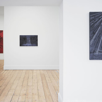 Michael Raedecker, placebo drive, exhibition view. Courtesy of GRIMM