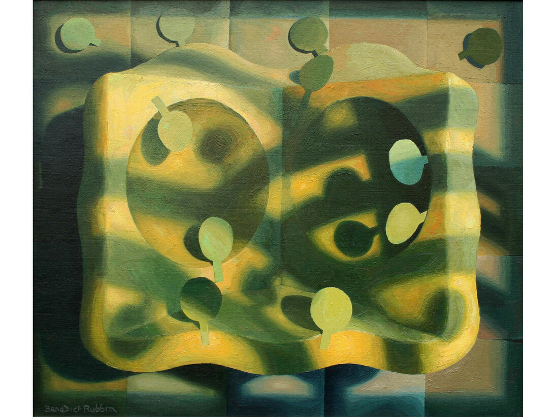 Benedict Rubbra, Landscape with opening seed pod, 55 x 65 cm, Oil on canvas, 1990