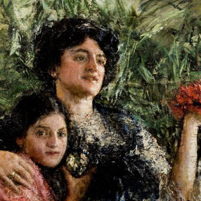 Antonio Mancini Ritratto della signora Pinelli con la figlia, 1911 Olio su tela, 60 X 95 cm. Courtesy of Galleria Bottegantica