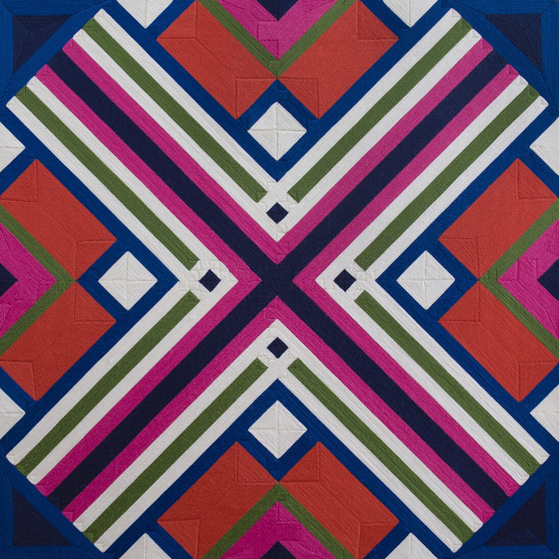 Eduardo Terrazas, Possibilities of a Structure: Diagonals 1.3.11, 1975-2015, Wool yarn on wooden board covered with Campeche wax, 35 1/2 x 35 1/2 in. / 90 x 90 cm © Eduardo Terrazas, courtesy Timothy Taylor, London