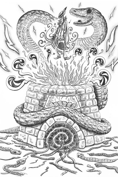  Alessandro Russo, Bissa Bianca, acquerello per il libro "Mostri! Animali leggendari d'Italia"