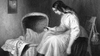 Samuel Smith; La cuna vacía (grabado basado en la pintura de Mc Ian), c. 1846