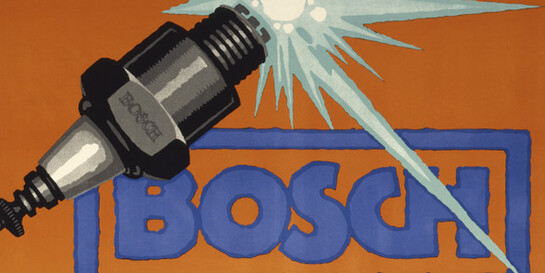 Plakat für "Bosch" Zündkerzen, Lucian Bernhard (1883-1972)1914 Berlin Farblithografie 44 x 64 cm