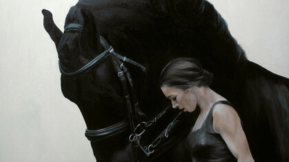 Il Drago Nero e la Sua Signora, olio su tela, 2015, 100x100 cm