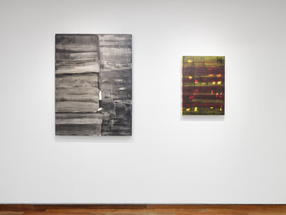 Willy Kautz, Contra-pintura gravitacional, vista de exhibición. Cortesía de Proyectos Monclova