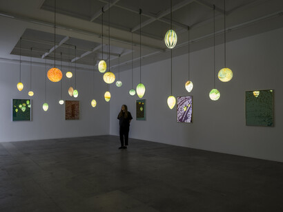 Slavs and Tatars, Hang Don't Cut, installation view, Tanya Bonakdar Gallery, Los Angeles, 2023, photo by Jeff Mclane. Courtesy of the artist and Tanya Bonakdar Gallery, New York / Los Angeles