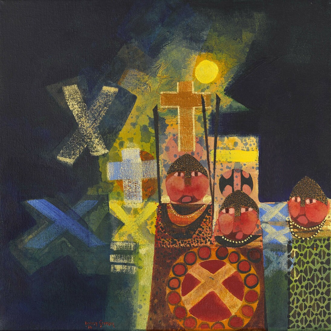 Brian Ferran, Dark Foreigners, acrylic on canvas, 40 x 40 cm