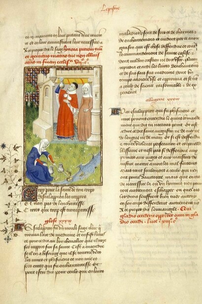 Cristine de Pizan, L’Epistre d’Othéa, miniatura di inizio XV sec., ms. fr. 848 f. 113 v. Parigi, Bibliotheque Nationale.