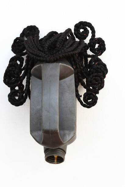 Romuald Hazoumè, Chantou, 2013, Found Objects, 43 x 31 x 26 cm. Photo the artist, Courtesy October Gallery
