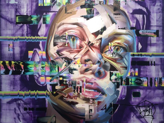 Justin Bower, "Palindromic DNA I” Oil on canvas 7 x 6’ 2015 (detail)