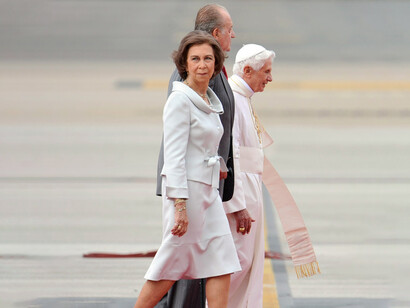 El papa Benedicto XVI y los reyes de España Juan Carlos y Sofía, Madrid, 2011
